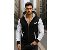 Madeva ATARAL pánská mikina s kožíškem černá/bílá černá/bílá, XL