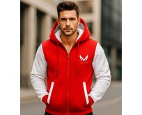 Madeva ATARAL pánská mikina s kožíškem červená/bílá červená/bílá, 2XL