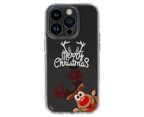 Tel Protect Christmas průhledné pouzdro pro iPhone 14 - vzor 1 Veselé sobí Vánoce Motiv, silikon