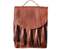 Kožený batoh s třásněmi  MF 8 - hnědý  Kožený batoh s třásněmi  MF 8 - hnědý  zip hlavní komory rezavá, kůže