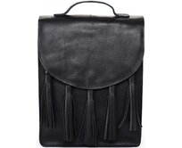Kožený batoh s třásněmi  MF C1 - černý Kožený batoh s třásněmi  MF C1 - černý bez zipu černá, kůže
