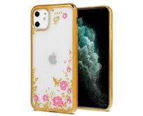 Gelové zlaté pouzdro / kryt FRAME FLORA na APPLE iPhone 11 (6.1)