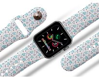 Apple watch řemínek Bršlice modrá - Bílá - 42/44/45mm