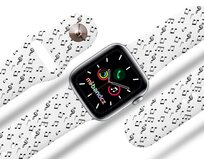 Apple watch řemínek Hudební noty - Bílá - 42/44/45mm