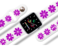 Apple watch řemínek Fialová květina - 38/40/41mm, barva pásku bílá
