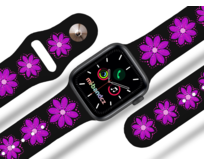 Apple watch řemínek Fialová květina - 42/44/45mm, barva pásku černá