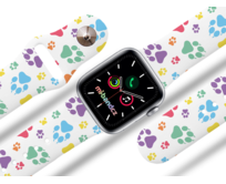 Apple watch řemínek Barevné pacičky - Bílá - 42/44/45mm