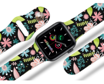 Apple watch řemínek Květy a větvičky - 38/40/41mm, barva pásku černá