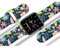 Apple watch řemínek Květy a větvičky - 38/40/41mm, barva pásku modrá