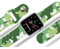 Apple watch řemínek Maskáč zelený - Bílá - 42/44/45mm