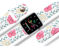 Apple watch řemínek Ibišek růžový - Bílá - 42/44/45mm