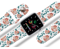 Apple watch řemínek Červené květiny - Bílá - 38/40/41mm