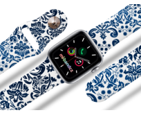 Apple watch řemínek Modré květiny - 42/44/45mm