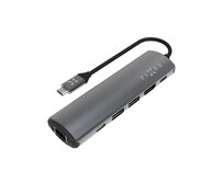 6-portový hliníkový USB-C  HUB Pro, pro notebooky a tablety, šedý