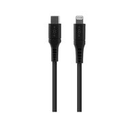 Nabíjecí a datový Liquid silicone kabel  s konektory USB-C/Lightning a podporou PD, 1.2m, MFI, černý