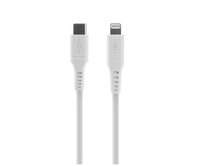Nabíjecí a datový Liquid silicone kabel  s konektory USB-C/Lightning a podporou PD, 1.2m, MFI, bílý