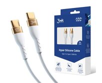 Data kabel Hyper Silicone USB-C/USB-C (PD), 100W, 5A, 2m, bílá