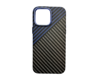 Vzorovaný carbonový kryt pro iPhone 13 PRO - Modro-šedý -