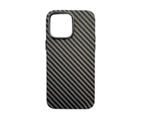 Vzorovaný carbonový kryt pro iPhone 13 PRO MAX - Šedý s černým okrajem -