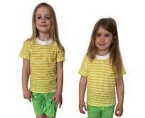 COOL barevné triko dětské .120 .žluto-zeleno-bílé pruhy 120, COOL - 100g/m2 - 100% polypropylen Ag+
