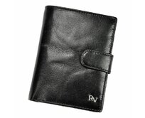 Černá kožená peněženka Rovicky RV-278-9 s upínkou + RFID černá, kůže