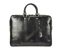 Velká luxusní kožená hladká černá business taška do ruky Gregorio 02 černá, kůže