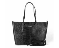Černá velká elegantní pevná kabelka na rameno FLORA&CO X9527 černá, syntetická kůže