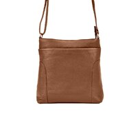 Hnědá středně velká kožená crossbody kabelka Patrizia Piu 417 hnědá, kůže