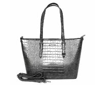 Tmavěšedá velká elegantní pevná kabelka na rameno FLORA&CO X9527 šedá, syntetická kůže
