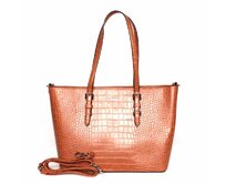 Hnědá velká elegantní pevná kabelka na rameno FLORA&CO X9527 hnědá, syntetická kůže