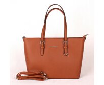 Hnědá velká elegantní pevná kabelka na rameno FLORA&CO F9126 hnědá, syntetická kůže