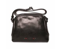 Luxusní tmavěčerná kožená crossbody kabelka Gianni Conti 257 černá, kůže