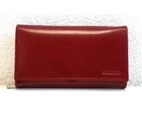 Tmavěčervená mírné lesklá dámská kožená peněženka Bellugio červená, kůže