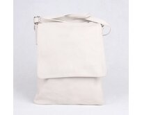 Béžová středně velká kožená crossbody kabelka no. 88 béžová, kůže
