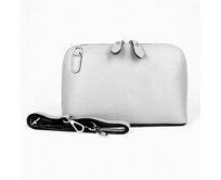 Malá pevná šedá kožená crossbody kabelka Vera Pelle no. 75 šedá, kůže
