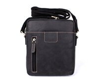 Středně velká černá kožená crossbody taška HGL no. 622 černá, kůže