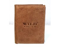 Světlehnědá pánská kožená peněženka Wild Tiger (AM-28-123) na výšku hnědá, kůže