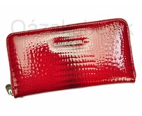 Lesklá celozipová kožená červená peněženka Gregorio GF119 červená, kůže