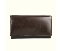 Tmavěhnědá kožená peněženka RONALDO (RD-08-CFL) hnědá, kůže