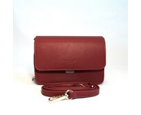 Čtyřoddílová malá pevná tmavěčervená crossbody kabelka David Jones 5805-2 červená, syntetická kůže