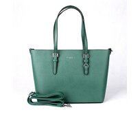 Tmavězelená velká elegantní pevná kabelka na rameno FLORA&CO F9126 zelená, syntetická kůže