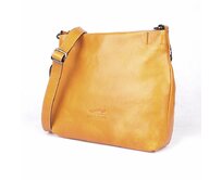 Luxusní hořčicová dámská kožená crossbody kabelka Marta Ponti 6019 žlutá, kůže