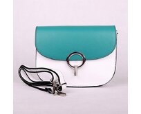 Malá bílo-zelená pevná kožená crossbody kabelka Vera Pelle 25 vícebarevná, kůže