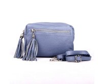 Malá džínově modrá kožená crossbody kabelka Vera Pelle no. 76 modrá, kůže