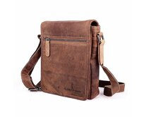 Malá/střední hnědá kožená crossbody taška GreenWood no. 196630 hnědá, kůže