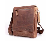 Středně velká hnědá kožená crossbody taška GreenWood no. 6308 hnědá, kůže