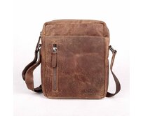 Středně velká světlehnědá kožená crossbody taška GreenWood no. 1049 světlehnědá, kůže