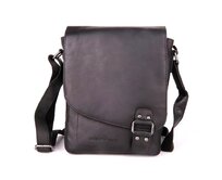 Středně velká černá kožená crossbody taška GreenWood no. 834 černá, kůže