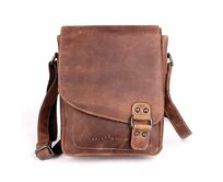 Středně velká hnědá kožená crossbody taška GreenWood no. 834 hnědá, kůže