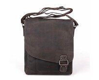 Střední/velká tmavěhnědá kožená crossbody taška GreenWood no. 836 na formát A4 tmavěhnědá, kůže